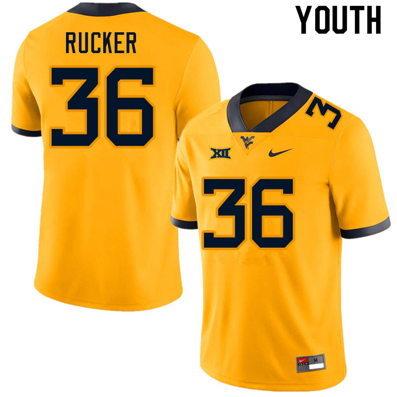 Youth #36 Markquan Rucker West Virginia Mountaineers College Football Jerseys Sale-Gold - Click Image to Close